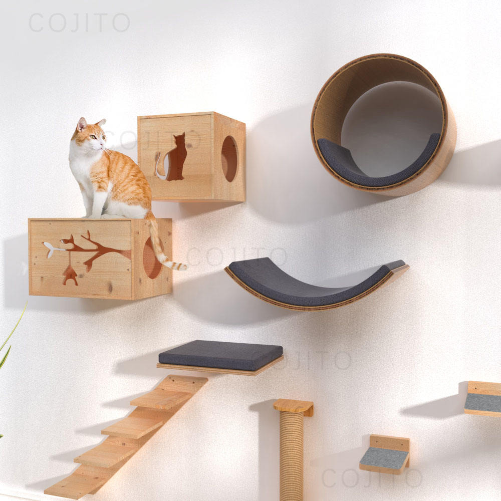 Manufacturer Customized DIY Wooden Cat Wall Shelves Cat Hammock and Cat Wall Furniture Space-saving - Image 3