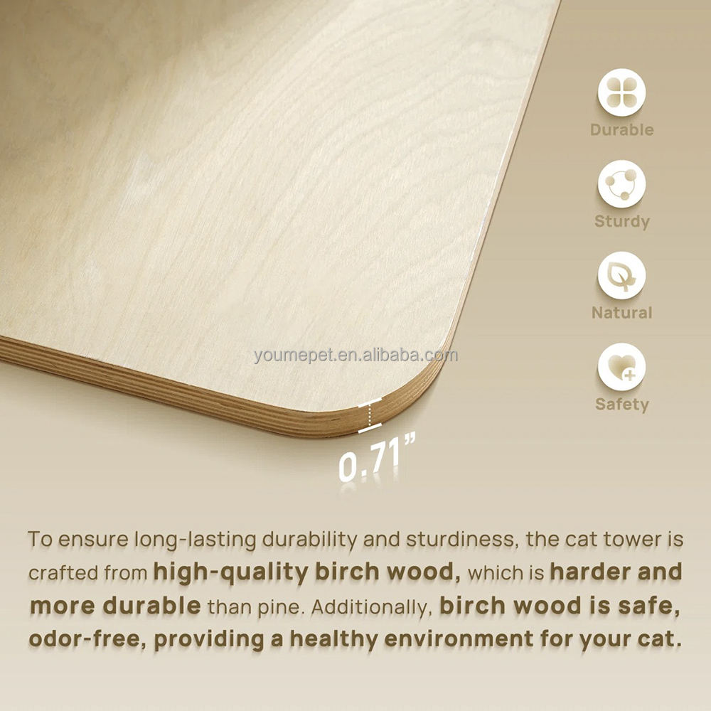 Factory Supply Customized Cat Tree Tower Multi-Level Large Cat Climbing Tree with Sisal Posts Hammock Bed Condo for Maine Coon - Image 3